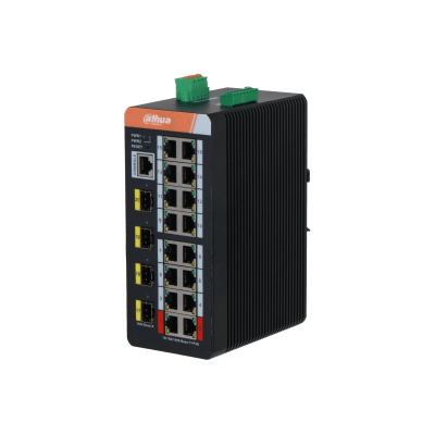 Dahua 20-Port Managed Industrial Gigabit Switch with 16-Port PoE(Managed) - (IS4420-16GT-240)